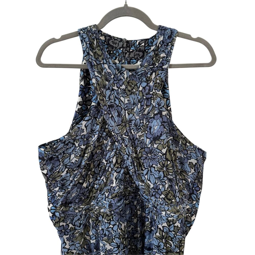 Veronica Beard Florencia Floral Print Silk Chiffon Maxi Dress Blue Size 12 - Picture 6 of 10